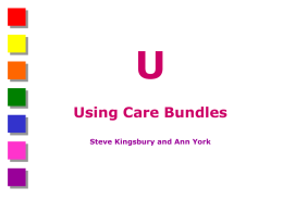 U Using Care Bundles Steve Kingsbury and Ann York   Habit Handle Demand  Extend capacity. Let go of families. Process map and redesign. Flow management. Use Care Bundles.  Average 43%  40% 30%  30% 38% 8%  Look after staff.  68% Data from.