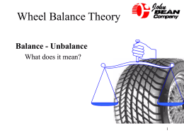 Wheel Balance Theory Balance - Unbalance What does it mean? Balance....by definition The stability resulting from the equalization of opposing forces.  Equal Force.