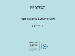 PROTECT LEGAL AND REGULATORY REVIEW JULY 2013   Oh No!!!!   The Good News . .