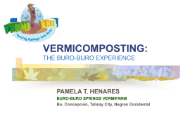 VERMICOMPOSTING: THE BURO-BURO EXPERIENCE  PAMELA T. HENARES BURO-BURO SPRINGS VERMIFARM Bo. Concepcion, Talisay City, Negros Occidental   A VISIT TO BURO-BURO SPRINGS VERMI FARM         A LITTLE BACKGROUND…  DECIDING TO.