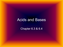 Acids and Bases Chapter 6.3 & 6.4   Mini-Project Organize the following formulas into two groups with four formulas in each group: HNO3, NaOH, H2SO4, H2CO3,