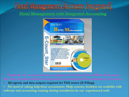 Hotel Management with Integrated Accounting  • Simple & easy to use Inventory management for Hotels (Front Office, Restaurant, Bar, Store, Banquet Hall)