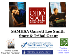 SAMHSA Garrett Lee Smith State & Tribal Grant  The Ohio Suicide Prevention Foundation  The Ohio Department of Mental Health   Key Strategies 1.