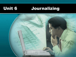 Unit 6  Journalizing   The Accounting Cycle Journalize Entries in the General Journal Analyze Transactions and Source Documents  Post the General Journal to the General Ledger  Post Closing Entries to the Trial Balance Analyze and Review the.