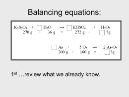 Balancing equations:  1st …review what we already know. A formula is a representation of a molecule of an element or a molecule of a compound.  O2 H 2