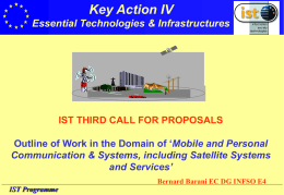 Key Action IV Essential Technologies & Infrastructures  IST THIRD CALL FOR PROPOSALS  Outline of Work in the Domain of ‘Mobile and Personal Communication &