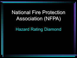 National Fire Protection Association (NFPA) Hazard Rating Diamond Flammability Hazard - RED  NFPA Diamond  Health Hazard - BLUE  Hazard Rating 4 Severe 3 Serious 2 Dangerous 1 Minor 0 Slight  OX  Special Hazard.