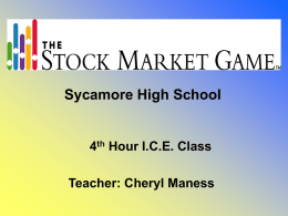 Sycamore High School  4th Hour I.C.E. Class Teacher: Cheryl Maness Jeremy Pekarek Joe Mikan Brad Brown Hugo Garcia.