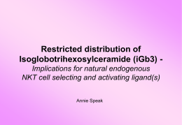 Restricted distribution of Isoglobotrihexosylceramide (iGb3) Implications for natural endogenous NKT cell selecting and activating ligand(s) Annie Speak   CD1d & NKT CELLS CD1d:          MHC class I like.