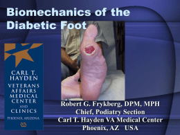 Biomechanics of the Diabetic Foot  Robert G. Frykberg, DPM, MPH Chief, Podiatry Section Carl T.