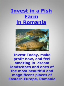 Invest in a Fish Farm in Romania  Invest Today, make profit now, and feel amazing in dream landscapes and ones of the most beautiful and magnificent places of Eastern.