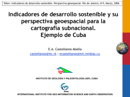 Taller: Indicadores de desarrollo sostenible. Perspectiva geoespacial. Río de Janeiro, 8-9, Marzo, 2006  Indicadores de desarrollo sostenible y su perspectiva geoespacial para.
