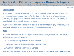 Authorship Patterns in Agency Research Papers Tatiana Tunon (ttunon@solv.ca) & Gottfried Pestal.