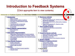 Introduction to Feedback Systems (Click approprite item to view contents) Introduction to Feedback Systems / © 1999 Önder YÜKSEL 1.