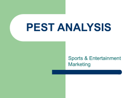 PEST ANALYSIS Sports & Entertainment Marketing   PEST stands for…  P E S T  OLITICAL FACTORS CONOMIC FACTORS  OCIAL FACTORS ECHNOLOGICAL FACTORS   What is PEST Analysis?   An organizations operating environment can be analyzed by looking.