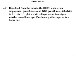 EXERCISE 4.5  4.5*  Download from the website the OECD data set on employment growth rates and GDP growth rates tabulated in Exercise 1.1, plot.