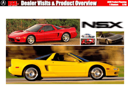 NSX- Dealer Visits & Product Overview  AHM Product Planning P. Montero 3/98   NSX- Historical Perspective  AHM Product Planning P.