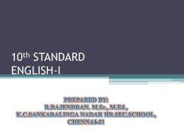 10th STANDARD ENGLISH-I   Model Question Paper - 3 ENGLISH – I   SECTION - A Vocabulary (20 marks)  PART - I  (1) Choose the appropriate synonym of the.