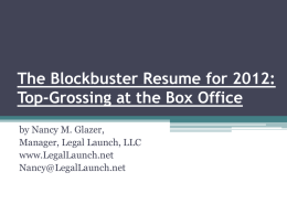The Blockbuster Resume for 2012: Top-Grossing at the Box Office by Nancy M.