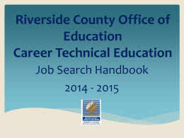 Riverside County Office of Education Career Technical Education Job Search Handbook 2014 - 2015
