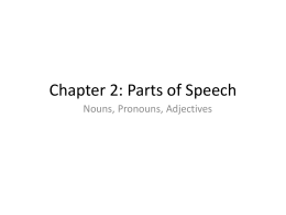 Chapter 2: Parts of Speech Nouns, Pronouns, Adjectives Section 1: Types of Nouns  9/15/11  • A noun is a word or word group.