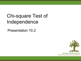 Chi-square Test of Independence Presentation 10.2 Another Significance Test for Proportions • But this time we want to test multiple variables. • With this test we.