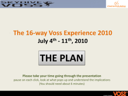 The 16-way Voss Experience 2010 July 4th - 11th, 2010  THE PLAN Please take your time going through the presentation pause on each click,
