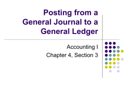 Posting from a General Journal to a General Ledger Accounting I Chapter 4, Section 3   Proving Cash   Amount of cash in checkbook is the same as the.
