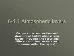 6-4.1 Atmospheric layers Compare the composition and structure of Earth’s atmospheric layers (including the gases and differences in temperature and pressure within the layers).   Earth’s atmosphere.