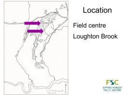 Location Field centre Loughton Brook   Field centre  Loughton Brook Site 1 Site 2 Site 3   The Middle Roding Drainage Basin  Location What is a Drainage Basin? Label the map with the following Key words: •River •Tributary •Meander •Confluence •Source  What.