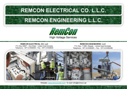 REMCON ELECTRICAL CO. LLC  REMCON ENGINEERING LLC  P.O. Box 29497 – Abu Dhabi – United Arab Emirates Telephone : +971-2-4458030 – Fax :
