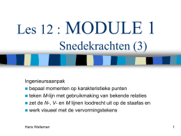 Les 12 :  MODULE 1  Snedekrachten (3) Ingenieursaanpak  bepaal momenten op karakteristieke punten  teken M-lijn met gebruikmaking van bekende relaties  zet de N-,