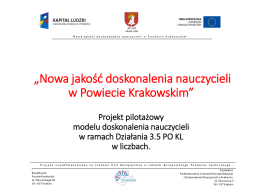„Nowa jakość doskonalenia nauczycieli w Powiecie Krakowskim” Projekt pilotażowy modelu doskonalenia nauczycieli w ramach Działania 3.5 PO KL w liczbach.