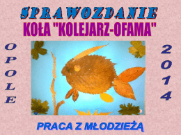 Instruktorzy Koła PZW „Kolejarz-Ofama” Opole Zajęcia z dziećmi i młodzieżą prowadzimy w zorganizowanych grupach odnotowanych w dziennikach zajęć.