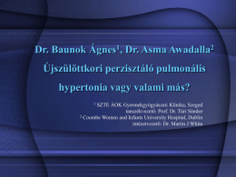 Dr. Baunok Ágnes1, Dr. Asma Awadalla2 Újszülöttkori perzisztáló pulmonális  hypertonia vagy valami más? SZTE ÁOK Gyermekgyógyászati Klinika, Szeged tanszékvezető: Prof.