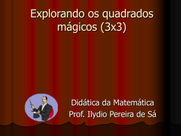 Explorando os quadrados mágicos (3x3)  Didática da Matemática Prof. Ilydio Pereira de Sá   DESAFIO: Usando apenas os números de 1 a 9, complete o quadrado abaixo,