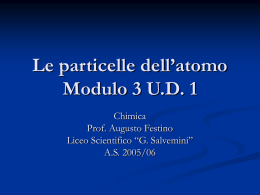 Le particelle dell’atomo Modulo 3 U.D. 1 Chimica Prof. Augusto Festino Liceo Scientifico “G.