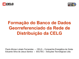 Formação do Banco de Dados Georreferenciado da Rede de Distribuição da CELG  Paulo Afonso Lobato Fernandes – CELG – Companhia Energética de Goiás Eduardo.
