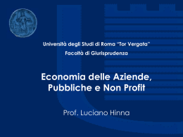 Università degli Studi di Roma “Tor Vergata” Facoltà di Giurisprudenza  Economia delle Aziende, Pubbliche e Non Profit Prof.