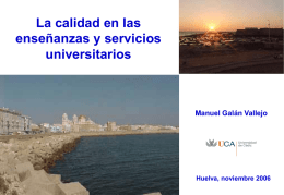 La calidad en las enseñanzas y servicios universitarios  Manuel Galán Vallejo  Huelva, noviembre 2006