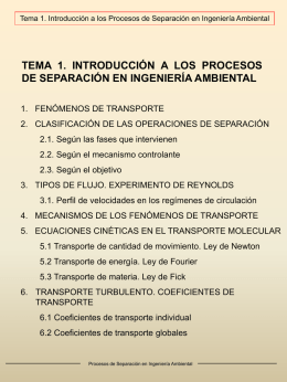 Tema 1. Introducción a los Procesos de Separación en Ingeniería Ambiental  TEMA 1.