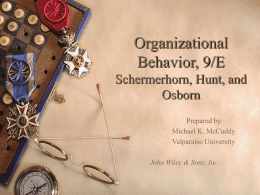 Organizational Behavior, 9/E Schermerhorn, Hunt, and Osborn Prepared by Michael K. McCuddy Valparaiso University John Wiley & Sons, Inc.   Chapter 6 Study Questions  What is motivation?   What do.