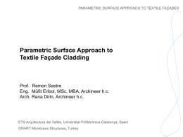 PARAMETRIC SURFACE APPROACH TO TEXTILE FAÇADES  Parametric Surface Approach to Textile Façade Cladding  Prof.