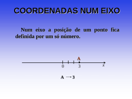 COORDENADAS NUM EIXO Num eixo a posição de um ponto fica definida por um só número.  A  • A 3  x.