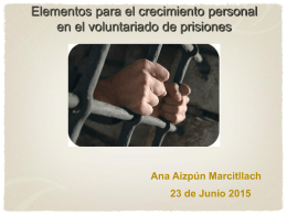 Elementos para el crecimiento personal en el voluntariado de prisiones  Ana Aizpún Marcitllach 23 de Junio 2015   Índice 1.
