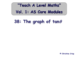 “Teach A Level Maths” Vol. 1: AS Core Modules  38: The graph of tanq  © Christine Crisp.
