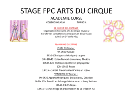 STAGE FPC ARTS DU CIRQUE ACADEMIE CORSE COLLEGE BIGUGLIA  TURIBE H.  LE CAHIER DES CHARGES : Organisation d’un cycle arts du cirque niveau 2 Enrichir ses.