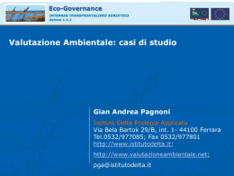 Valutazione Ambientale: casi di studio  Gian Andrea Pagnoni Istituto Delta Ecologia Applicata Via Bela Bartok 29/B, int.
