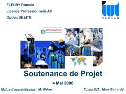 FLEURY Romain Licence Professionnelle AII Option SE&ITR  Soutenance de Projet 4 Mai 2006 Maître d’apprentissage : M.