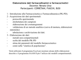 Elaborazione dati farmacodinamici e farmacocinetici Docente: Renato Urso Partecipanti: CERRETANI, FIASCHI, BUSI 1 - Introduzione alla Farmacocinetica e Farmacodinamica (PK-PD). 2 - Acquisizione dei.